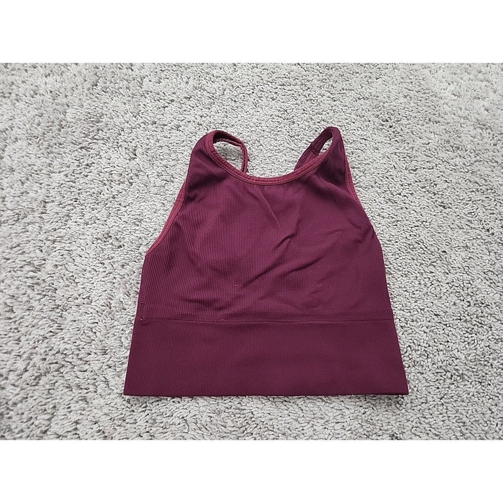 Victoria Sport Ribbed Tank Top Womens S Burgundy Crop Athleisure Activewear